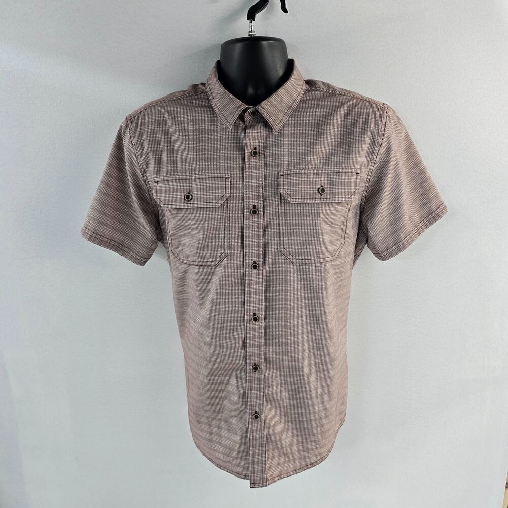 Prana short sleeve button down‎ shirt red mens M 6256